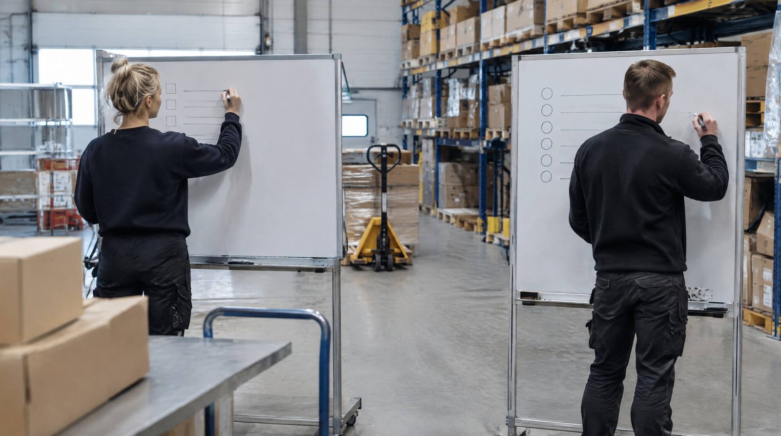 To whiteboards med hver sin optælling