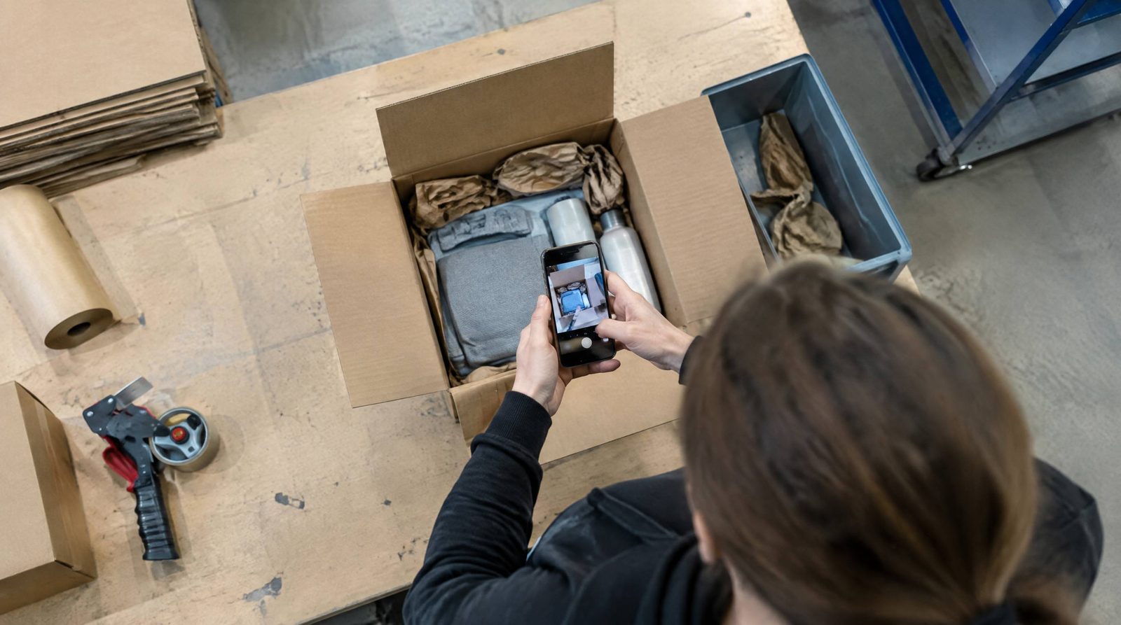 Åben pakke fotograferes inden den lukkes