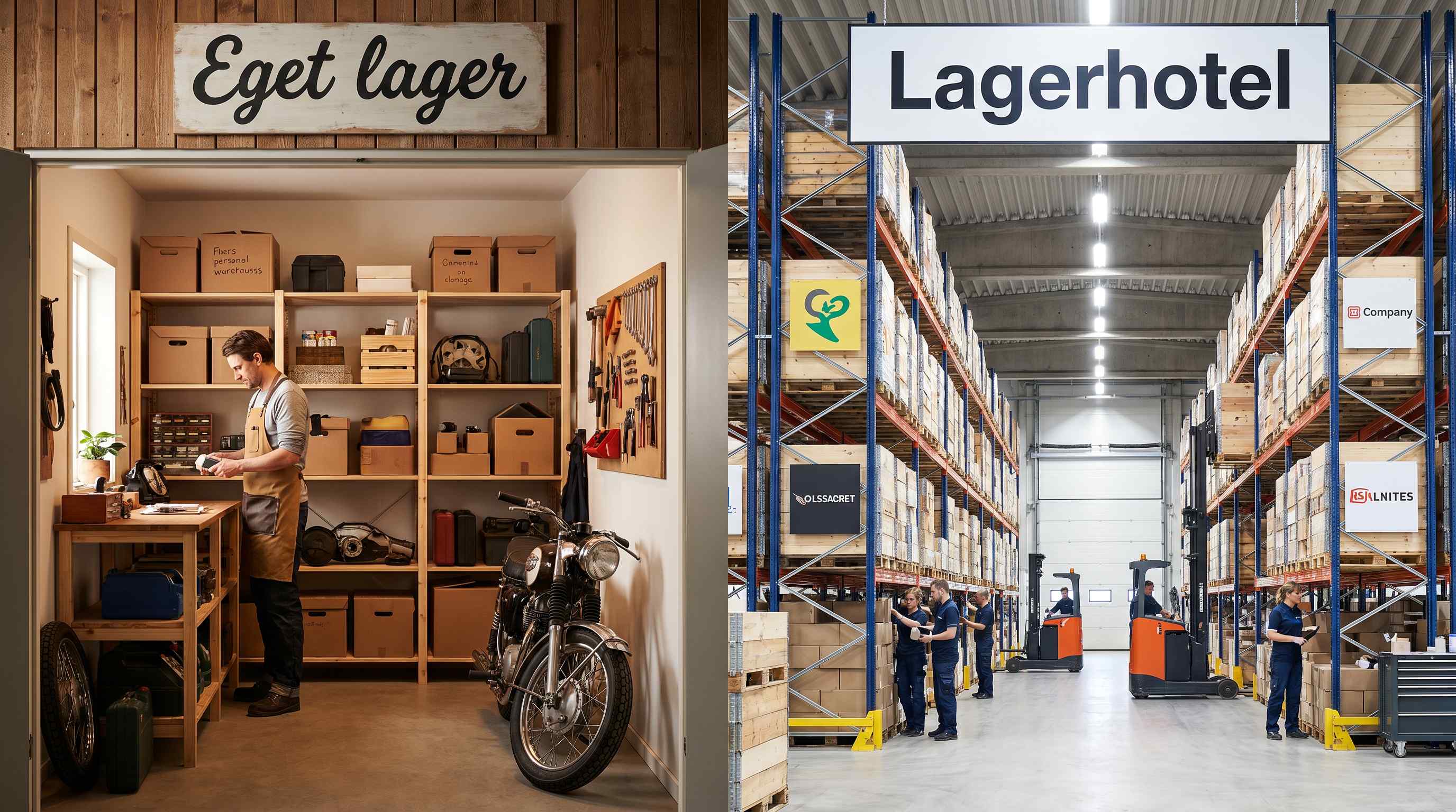 To lagerhaller set udefra