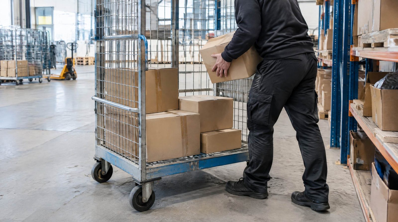 Pluksedel tages af en halvfyldt plukkevogn